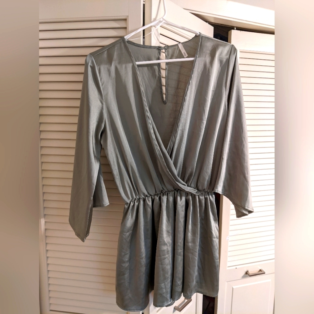Sage green silk romper